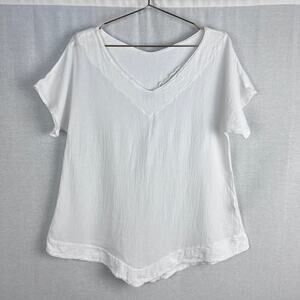 Oh My Gauze Top White Cotton V-Neck Lagenlook Beachy Organic Natural Sustainable